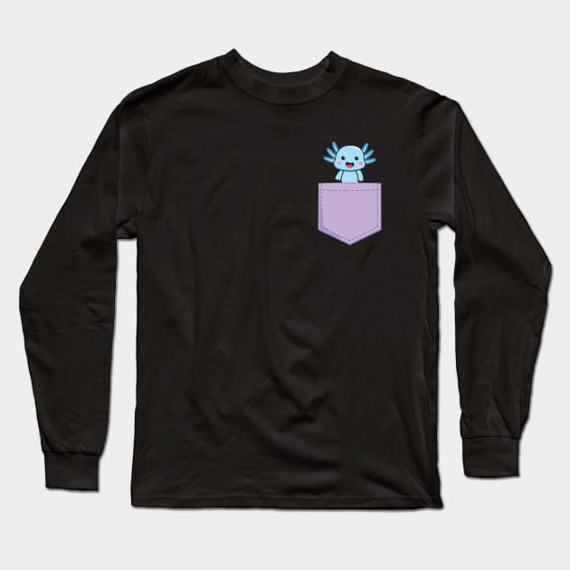 Axolotl In The Pocket - Cute Axolotl Amphibian Lover Long Sleeve T-Shirt by kim.id